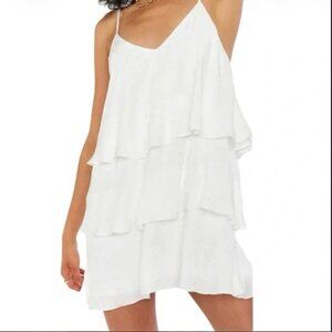 NWOT Show Me Your MuMu white leopard print tiered Suarez mini dress - size small